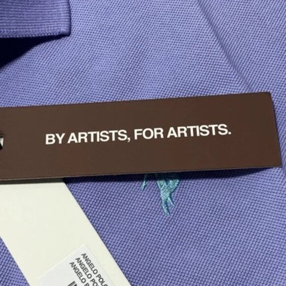 NEW NUDE PROJECT Mens Polo Purple/Blue Size L Angelo Button Short Sleeve - Picture 4 of 10
